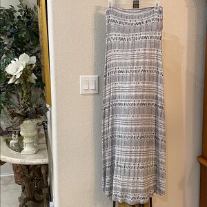 NOLLIE Abstract Elastic Waist Maxi roll over Skirt Stretch Lightweight SZ M